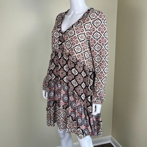 Anthropologie Women's Size M Southweatern Boho Ruffle Tiered Mini Dress Pullover - Picture 14 of 14